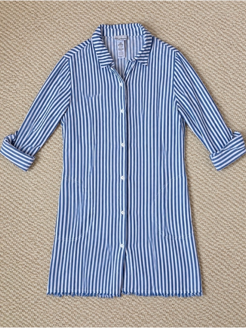 Tommy Bahama blue abs white striped dress. Size Medium. 100% Viscose